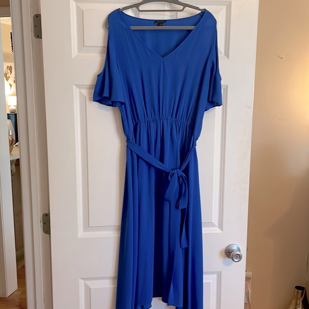 Ann Taylor Blue Open Shoulder Knee Length Dress